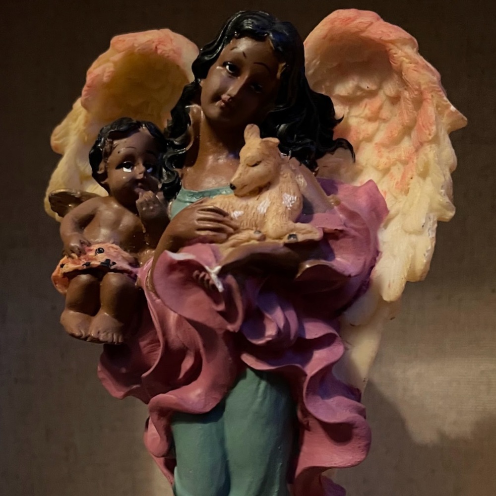 Angel holding baby and lamb Treasures Of The Heart Figurine